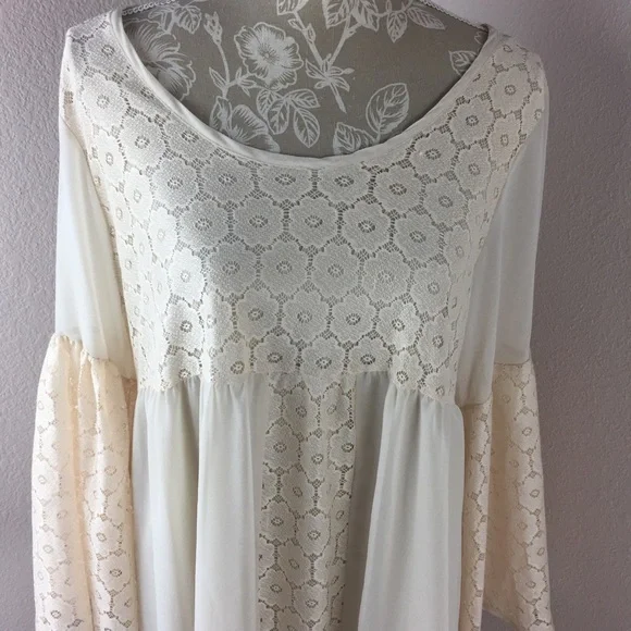 NWT 2tee Couture Floral Lace Western Dress Women size Medium Cottage core Boho - Picture 2 of 8